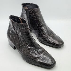Giorgio Brutini Vintage Leather Brown Snakeskin Ankle Zip Boots Size 8 M